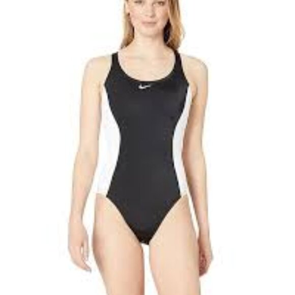 Nike Color Surge Powerback Racer Black One Piece Swimsuit Size XL Swimwear - Picture 1 of 11